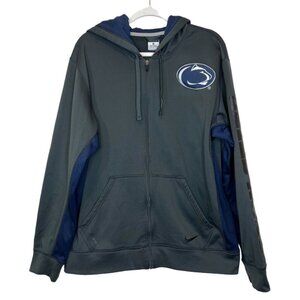 Nike Penn State Nittany Lions Gray Blue Dri-FIT Full-Zip Hoodie Size Large
